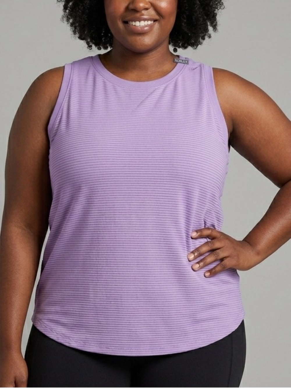 Calia Renew Mesh Tank Top Purple Crew Neck Ribbed BodyBreeze XXL Plus Size